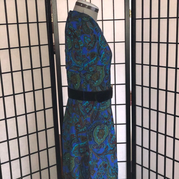 Vintage paisley belted dress - Picture 2 of 8